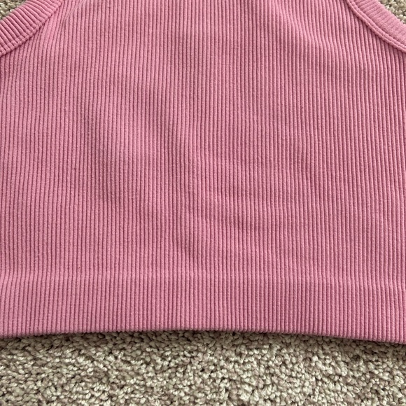 Dynamic • Pink Stretchy Ribbed Seamless High Neck Racerback Tank - Picture 3 of 8